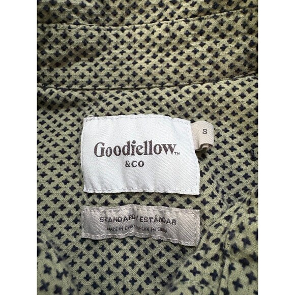 Green Spotted Short Sleeve Button Down Goodfellow Shirt - Picture 3 of 3